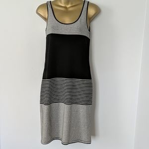 Theory Two-Tone Black and Gray Midi Dress